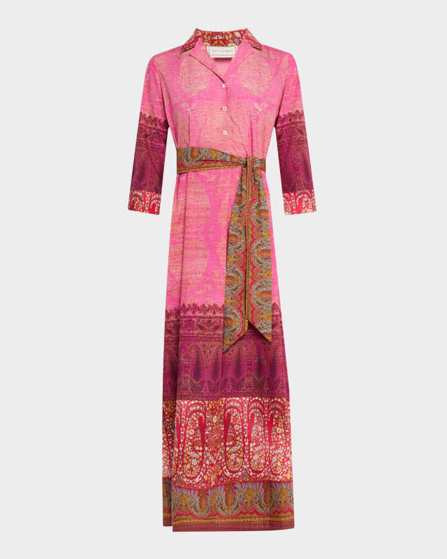 Floral & Paisley-Print Maxi Shirtdress